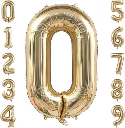 Champagne Gold 0 Balloon Number, 40 Inch Light Gold 0 Balloons Big Foil Mylar by BBPOOL