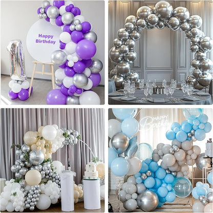 APLANET 150pcs Silver Balloons Different Sizes 18 12 10 5 Inch, Latex Balloons - Image 7