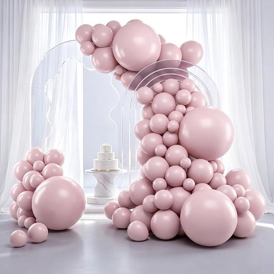 RUBFAC Dusty Pink Balloons 129pcs Different Sizes Pack of 18 12 10 5 Inch | by RUBFAC