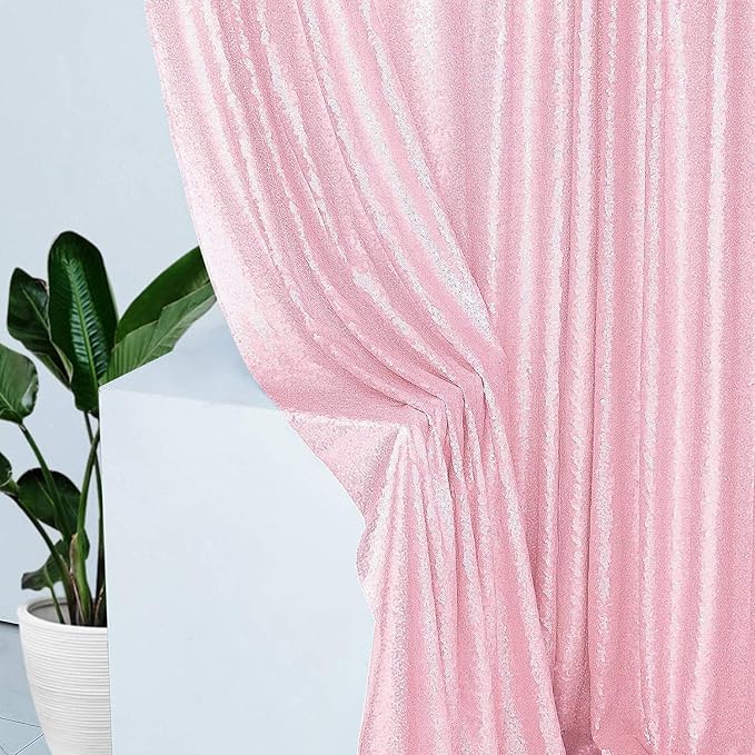 Pink Sequin Backdrop for Party Decor 10FTx10FT | 1 Panel, Glitter Sequin - Image 3