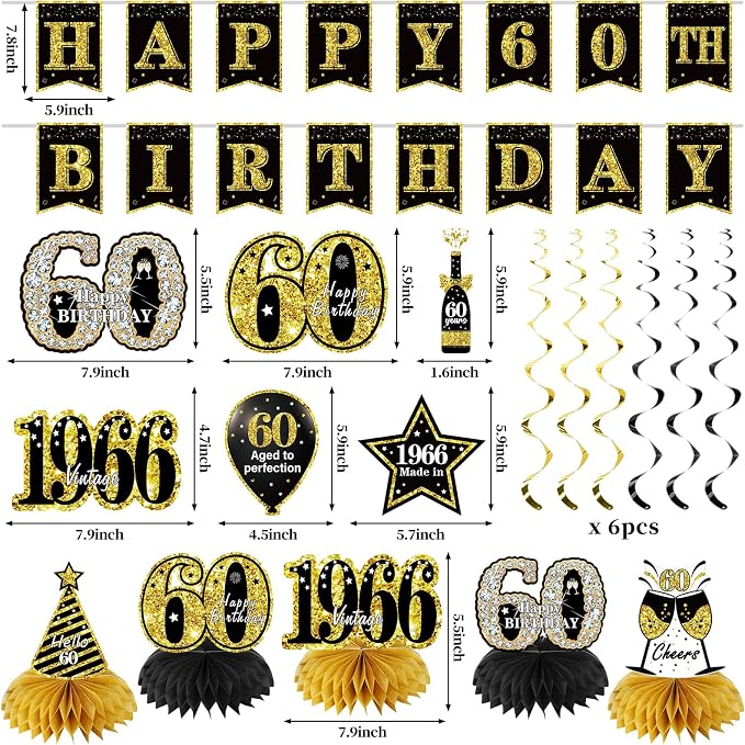 Zirtorei 60th Birthday Decorations - Image 2
