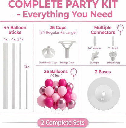 Metallic Chrome Pink Balloon Tower Stand Sticks - Image 2