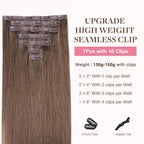 GOO GOO Clip in Hair Extensions Real Human Hair, Remy Human Hair Extensions Clip ins for Women, Natural Human Hair, 24inch 160g 7Pcs, 5 Light Ash Brown