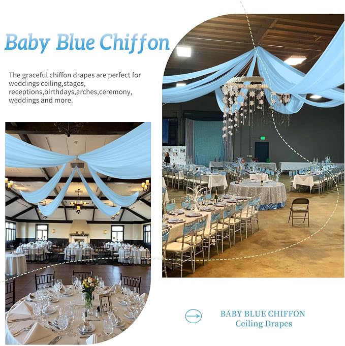 Showgeous 6 Panels Baby Blue Ceiling Drapes - Image 5