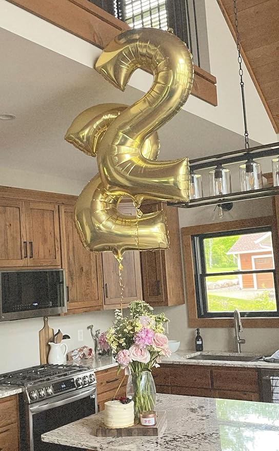 Light Gold Number 2 Balloon 40 inch, Balloon numbers party supplies, deco photo - Image 7