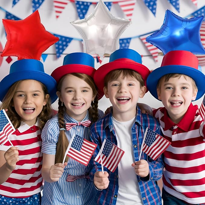 18 Pack 18 Inch Red White Blue Star Balloons, Metallic Foil Star-Shaped Helium - Image 5