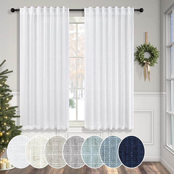 White Back Tab Curtains 45 Inch Length by Pitalk