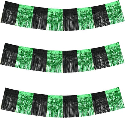 BEISHIDA Black Green Fringe Garland Banner 30ft Wall Tinsel Foil Streamers | by Beishida