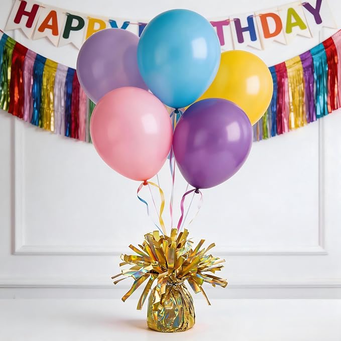 Glitter Gold Balloon Weights, 12 Pack | Glitter gold PET film; helium balloon - Image 3