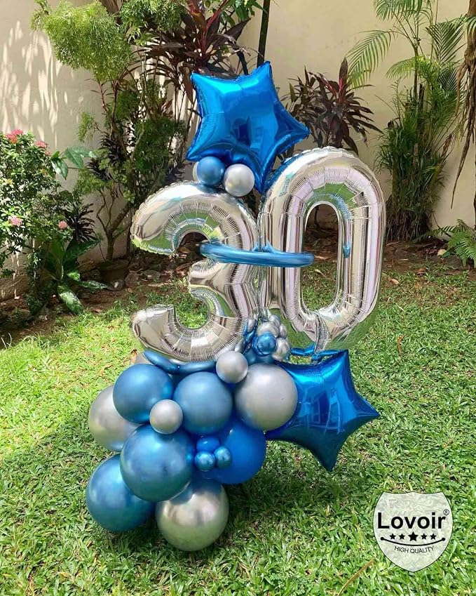 Silver 35 Number Balloons, 40 Inch Giant Number 35 Balloons Foil Mylar Helium - Image 7