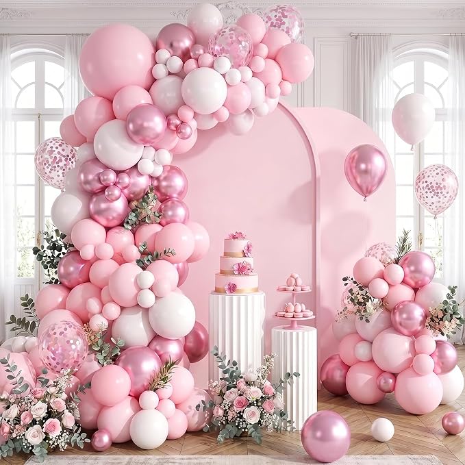 154 PCS Pink and White Balloon Arch Kit, Different Sizes by Unknown