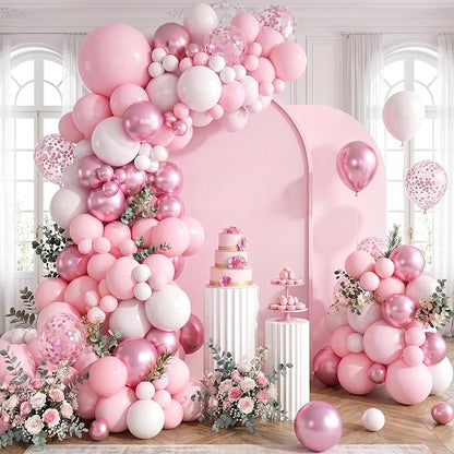 154 PCS Pink and White Balloon Arch Kit, Different Sizes by Unknown