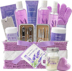 Large Spa kit for women gift set, 20 PCS Spa Gift Baskets Christmas Gifts for Women Bath Kit with Lavender gifts spa gift set Basket, Luxury Self Care Home Spa Kit Lavender Bath Gift Basket