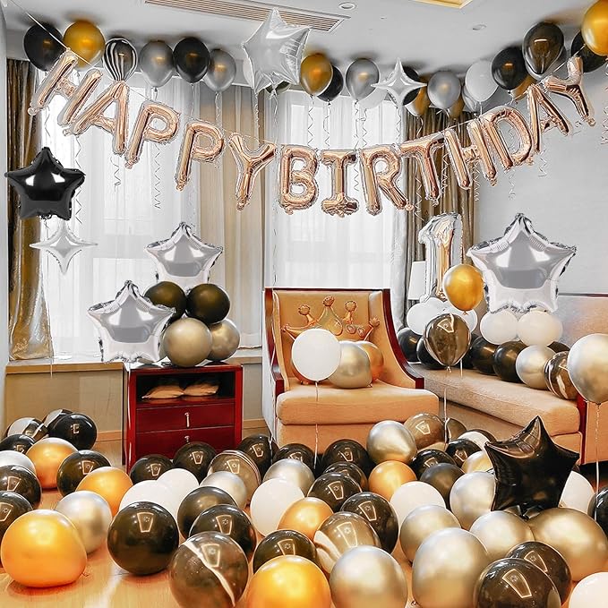 CANREVEL Happy Birthday Banner Decorations + Sign Balloons, - Image 4