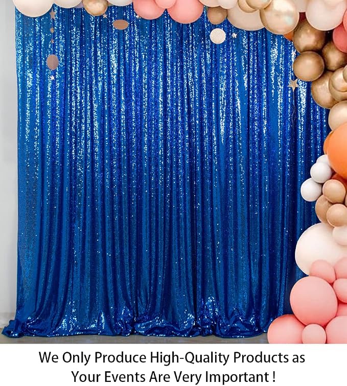ShinyBeauty Sequin Curtain Royal Blue 4FTx8FT Sequin Photo Backdrop Royal Blue - Image 2
