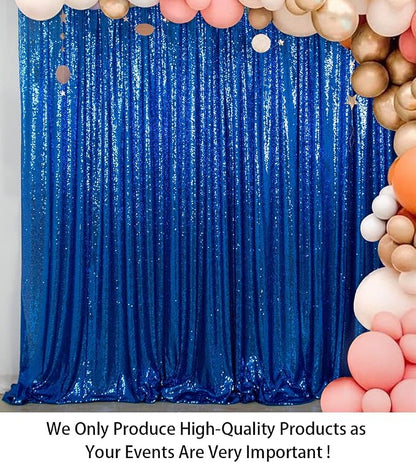 ShinyBeauty Sequin Curtain Royal Blue 4FTx8FT Sequin Photo Backdrop Royal Blue - Image 2