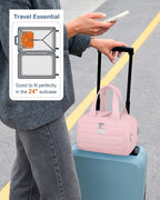 TOPDesign Travel Toiletry Bag for Women, Puffer Large Toiletry Bag, Lightweight Cosmetic Makeup Organizer with Handle for Traveling, Accessories, Essentials, Toiletries (Baby Pink)