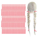 MEEDEE 100 Pack Light Pink Ouchless Elastic Hair Accessories - No Crease Soft Ribbon Knotted Ties, No Damage Ponytails, Yoga Bracelets for Women