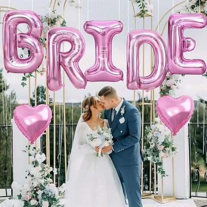 40inch Pink BRIDE Letter Balloons, Giant Pink Bride Foil Helium Balloon Banner - Image 5