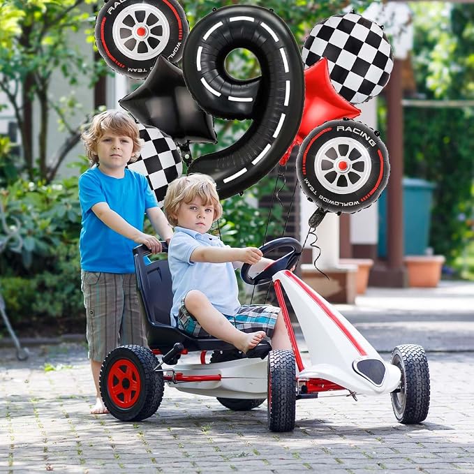 Race Car Balloons, 40 Inch Racetrack Number 9 Balloon, Big Number Balloons Black - Image 3