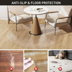 Clear Plastic Floor Mat for Under Dining Table, 6ft Round No Slip Waterproof Vinyl Area Rug for Home, Anti-Spill Hard Floor Protector Cover for Living Room, Splat Mat for Under High Chair
