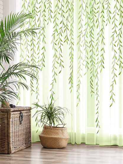 Willow Voile Curtains Cute Green Sheers Leaf Tulle Vine Window Sheers Ivy by Breling