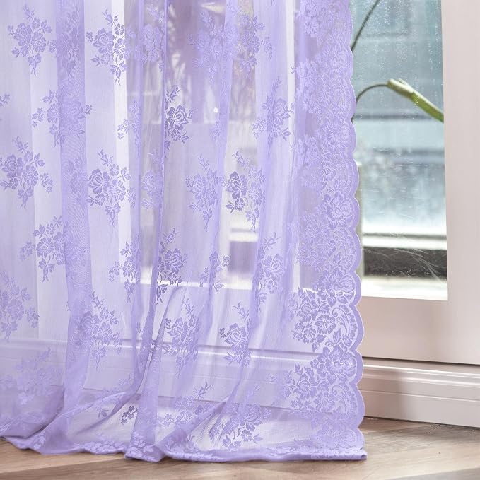 Kotile Short Light Purple Lace Curtains - Image 5