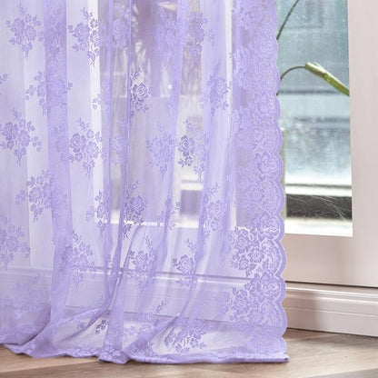 Kotile Short Light Purple Lace Curtains - Image 5