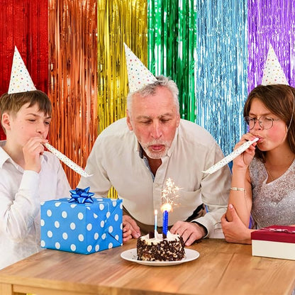2 Pack Rainbow Party Backdrop Streamers Decorations Colorful Foil Fringe - Image 4