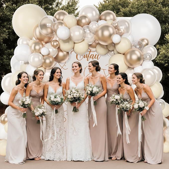 Amandir 153 Pcs White Sand Metallic Champagne Gold Balloon Arch Garland Kit | - Image 5