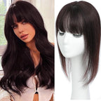 Hair Toppers for Women Real Human Hair, 360°3D Topper for Women with Thinning Crown Wispy Clip in Bangs Breathable Hand Tied Craft Big Coverage Hairpieces(Chestnut Brown（Big）, 14 Inch-3D-Wispy)