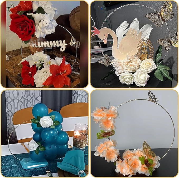 YALLOVE 10 PCS 14 Inch Floral Hoop Table Centerpiece, Flower NOT Included | - Image 5