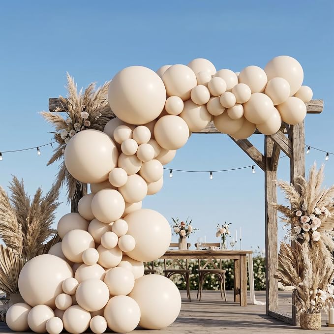 102pcs Sand White Balloons Garland Arch Kit, 18 12 10 5 Inch Balloons | - Image 6