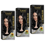 Kaveri Creme Hair Color Permanent Hair Dye Color - With Improved Creme Formula for Gray Coverage Ammonia Free Hair Color Dye for Rich Bright Long lasting (Black, 3.04 Fl Oz) - Pack Of 3