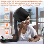 Hair Dryer Bonnet Attachment – 28.5" XL Hooded Dryer Cap for Faster Drying & Deep Conditioning, Extra-Large Space Fits Thick, Curly Hair & Styling Tools (Black, Universal)