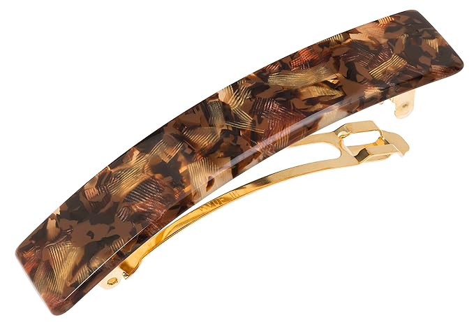 France Luxe Classic Rectangle Barrette - Pavlova Brown