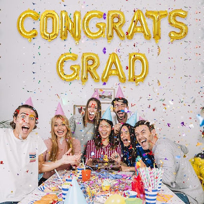 2 Set 24Pcs Gold Congrats Grad Letter Balloons 16in Balloon Foil Letter - Image 4