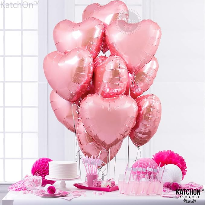 KatchOn Light Pink Heart Balloons Foil 18 Inch, Valentines Day Decorations - Image 2
