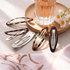 8 Pcs Hair Metal Barrettes for Women, Oval Large Barrettes, Small Snap Hair Clips for Women, Flat Non Slip Large Hair Clips (Black & Tortoise)