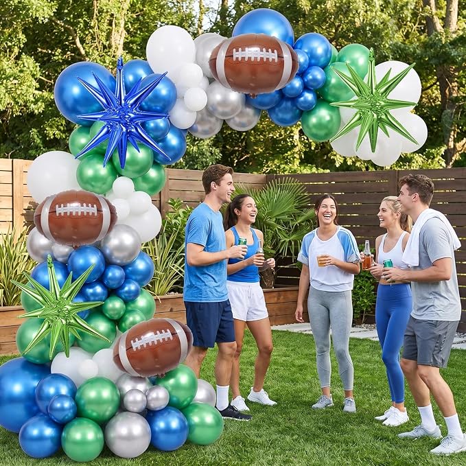 Navy Green Football Balloon Arch Garland Kit, American Rugby Decor - Image 6