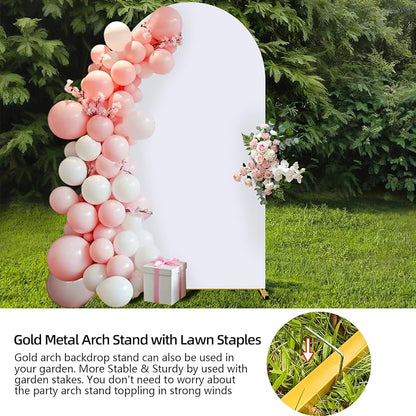 Metal Arch Backdrop Stand and Cover Set, 7.2FT Gold Wedding Backdrop Arch Frame - Image 6