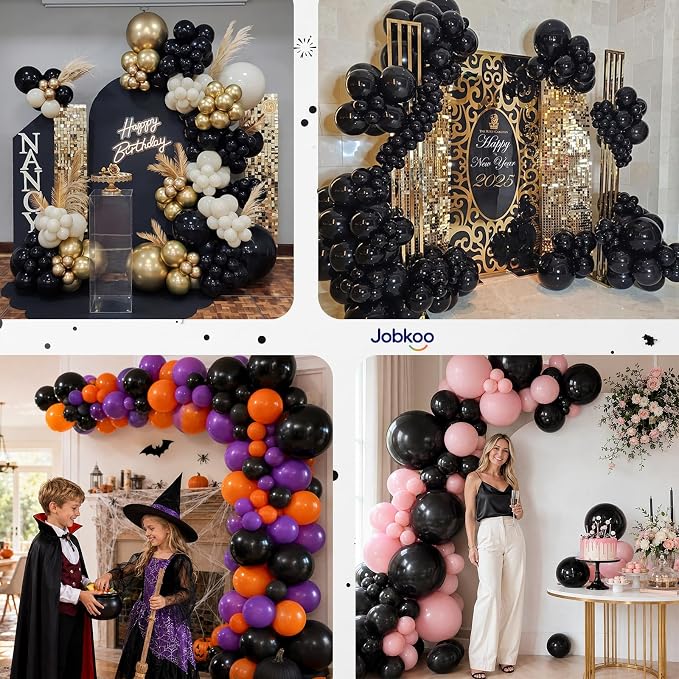 Jobkoo Black Balloons 12 Inch - Image 7