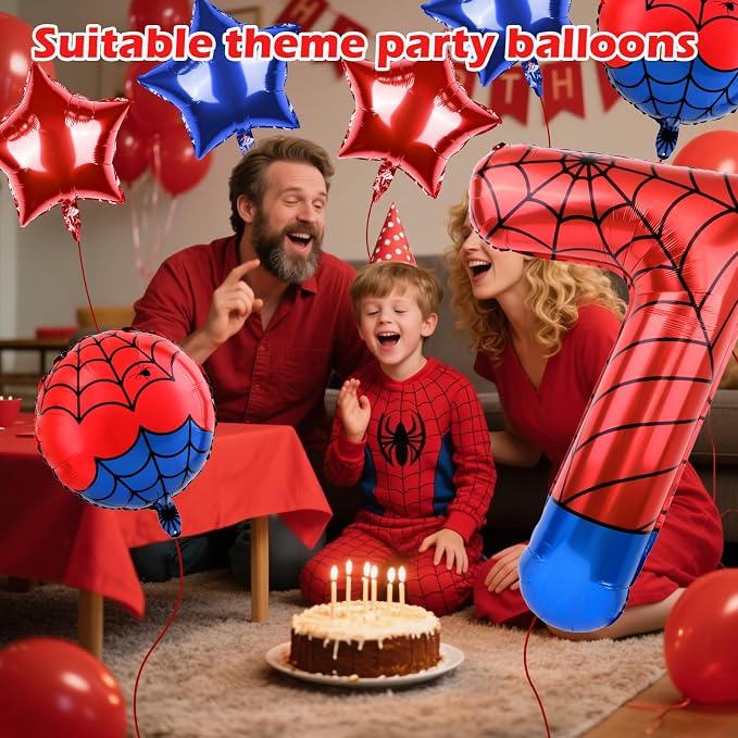 40 Inch Spider Theme Number Balloon, Number Block Foil Number 7 Balloons Large - Image 3