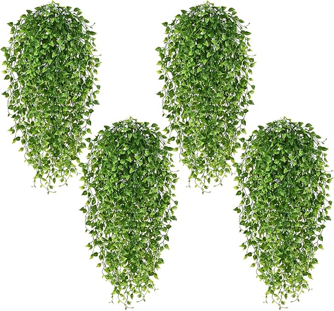 4Pcs Artificial Hanging Plants, Fake Vines Boston Ivy | Fake Hanging Plants UV by Waipfaru