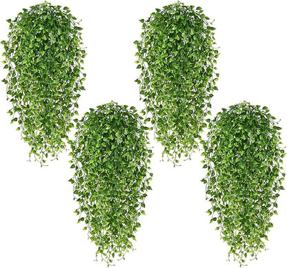 4Pcs Artificial Hanging Plants, Fake Vines Boston Ivy | Fake Hanging Plants UV by Waipfaru