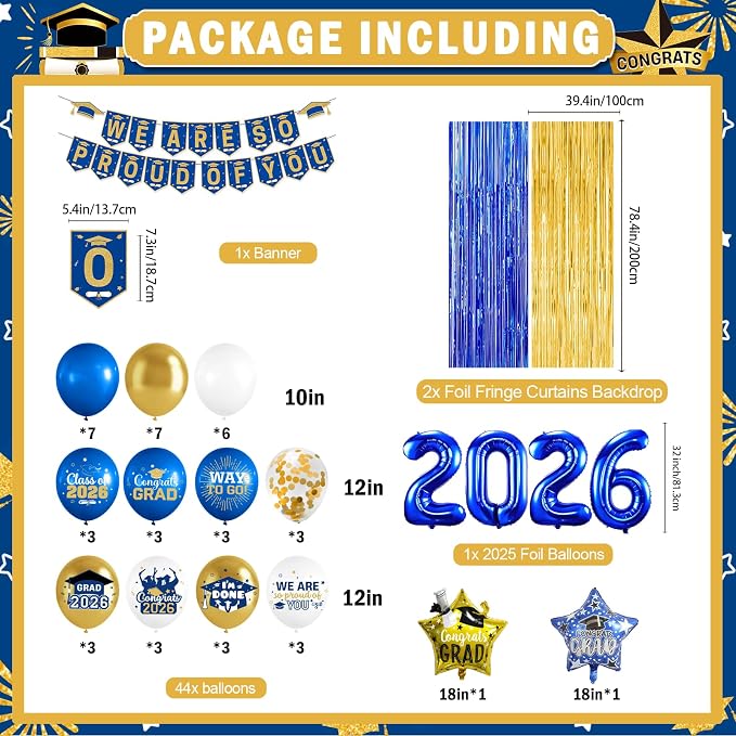 Blue and Gold Graduation Decorations 2026 - Image 2