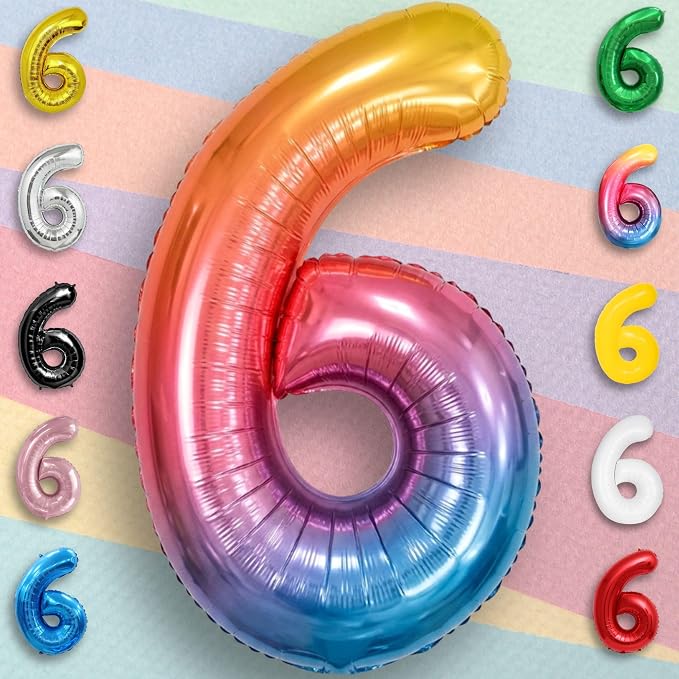 Rainbow Number Balloons 6 Mylar Foil 40 Inch - Image 5