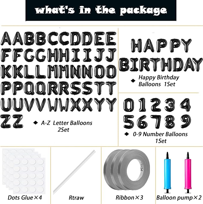 Happy Birthday Balloon Banner Custom Phrase Balloons letter 16 inch - Image 2