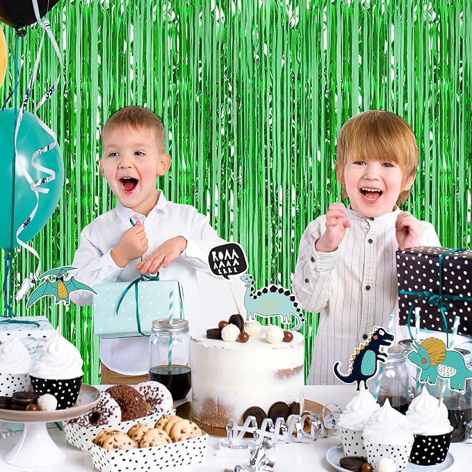 30 Pack Green Foil Fringe Curtain Backdrop, 3.3x8.2 Feet Metallic Tinsel - Image 7