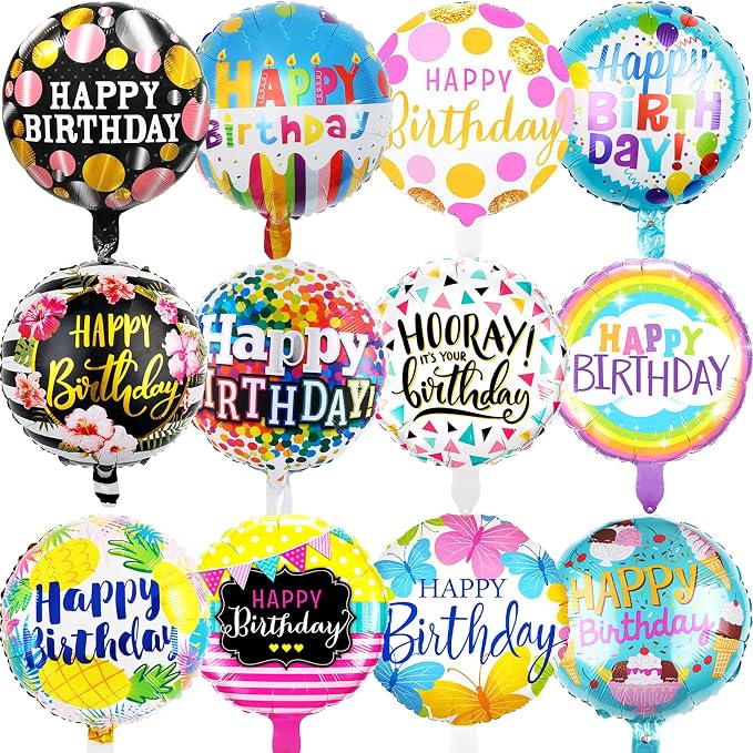 HILAVO 36PCS Happy Birthday Foil Balloons by HILAVO
